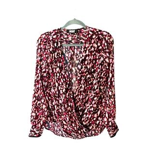 DKNY Women's high low crossover blouse… Semi sheer… Size medium… Cuff details